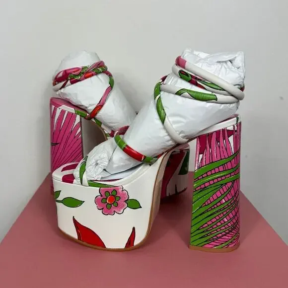 New Cult Gaia Hyte Platform Sandals in La Selva Floral Women's Size EU 39.5